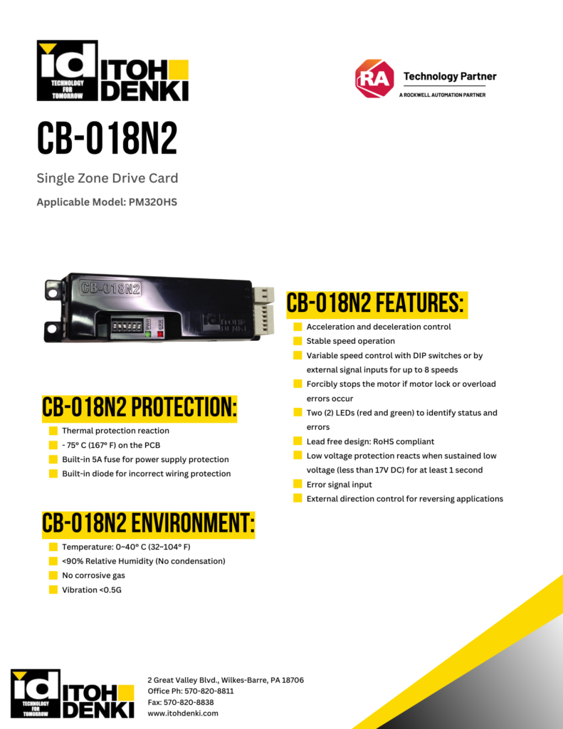 Itoh Denki CB-018N2 driver card product sheet