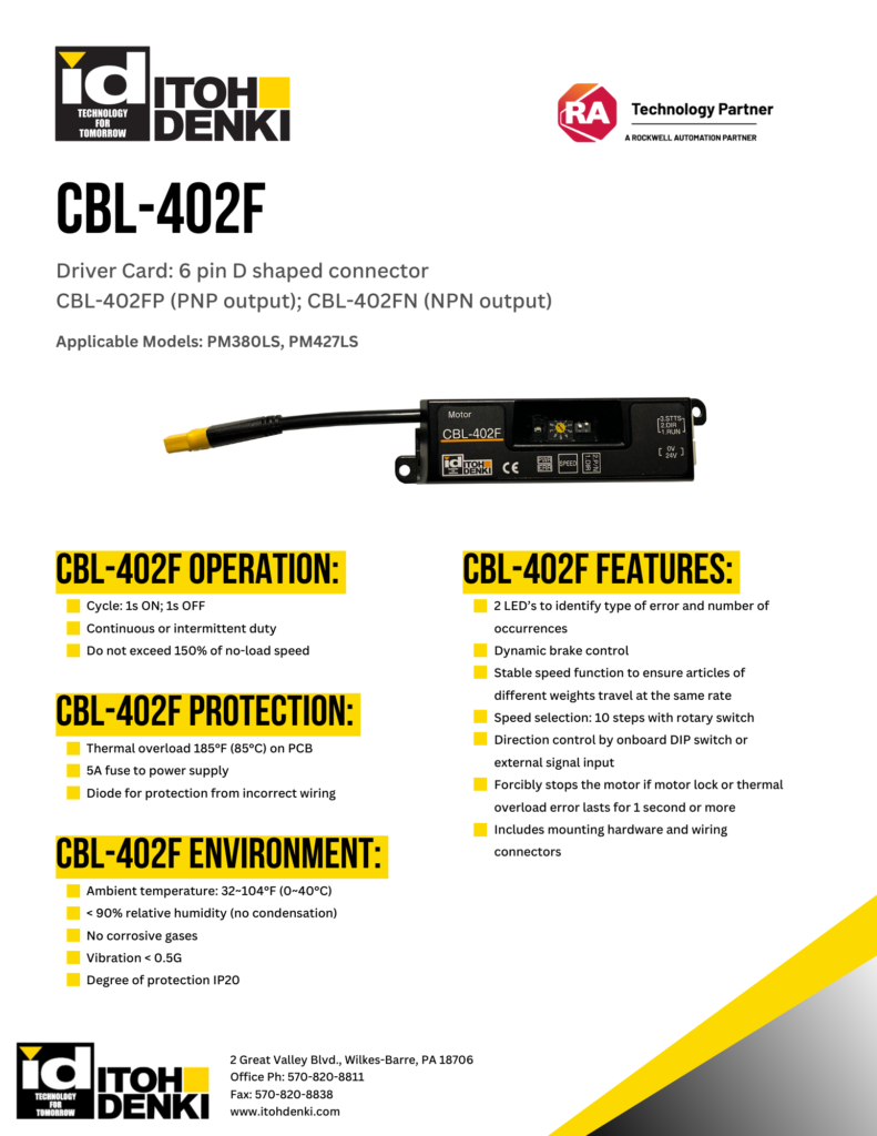 Itoh Denki CBL-402F driver card product sheet