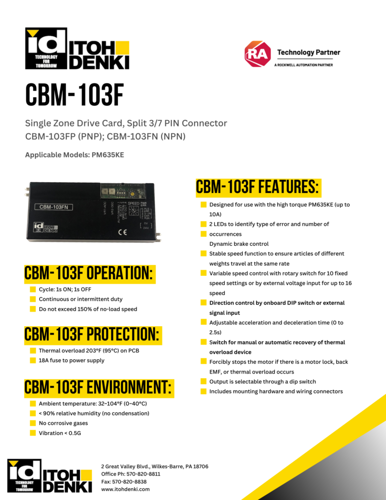 Itoh Denki CBM-103F driver card product sheet