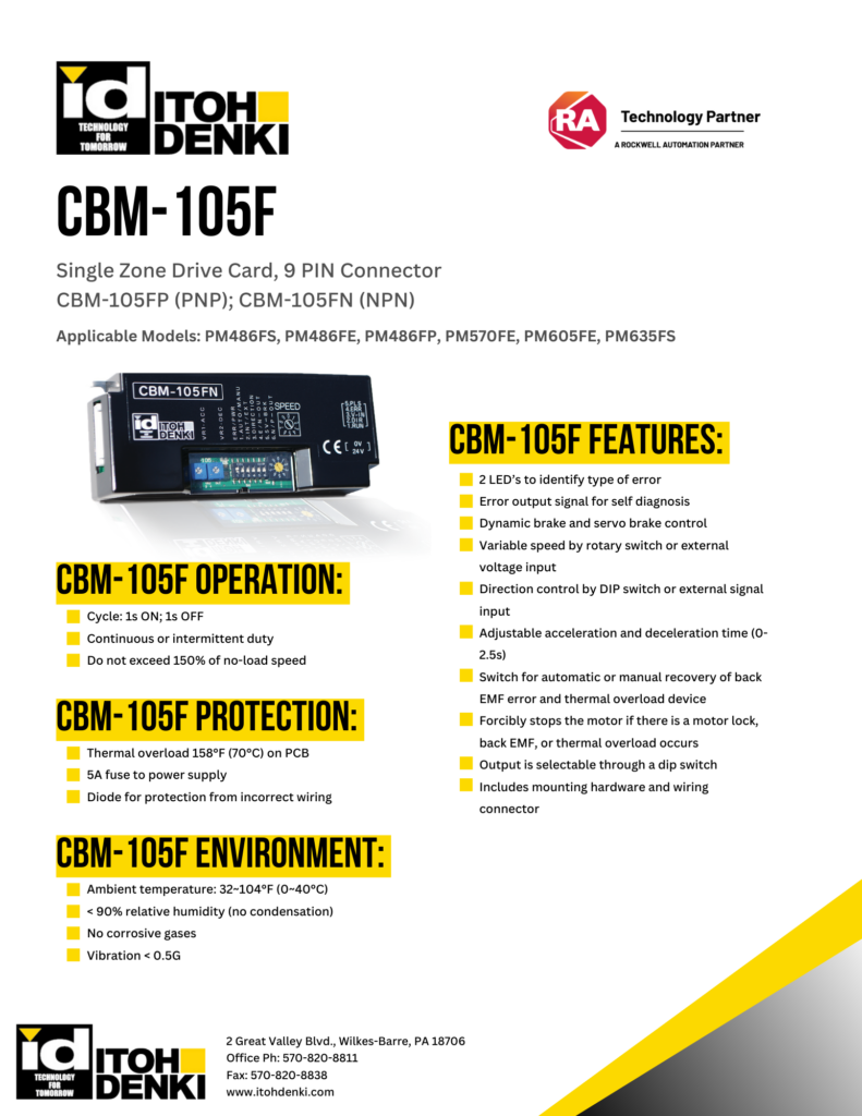 Itoh Denki CBM-105F driver card product sheet