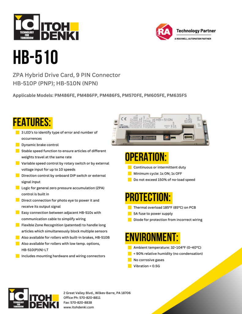 Itoh Denki HB-510 driver card product sheet