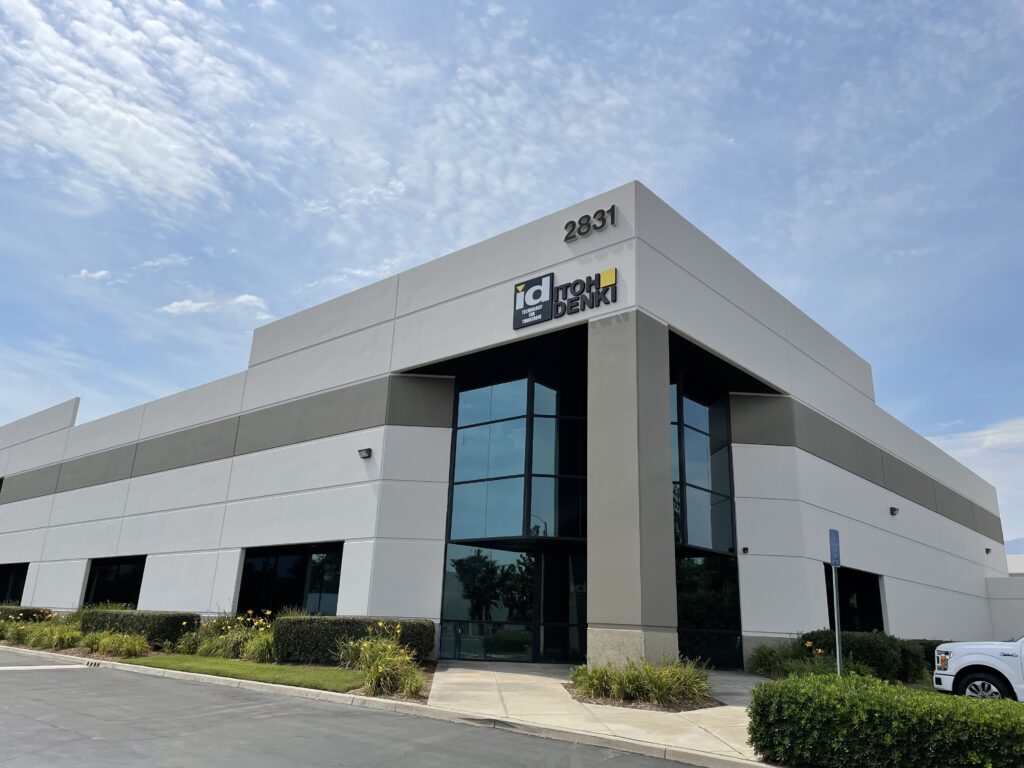 Photo of the front of the Itoh Denki USA Technical Center building in Ontario, California.