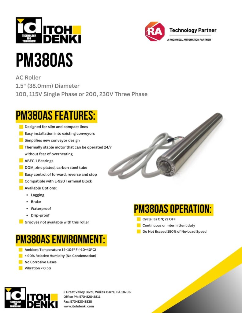 Itoh Denki PM380AS AC Roller product sheet