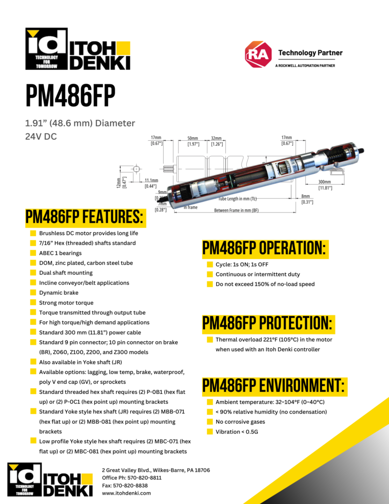 Itoh Denki PM486FP DC roller product sheet