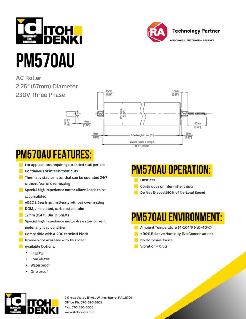 Itoh Denki PM570AU AC roller product sheet