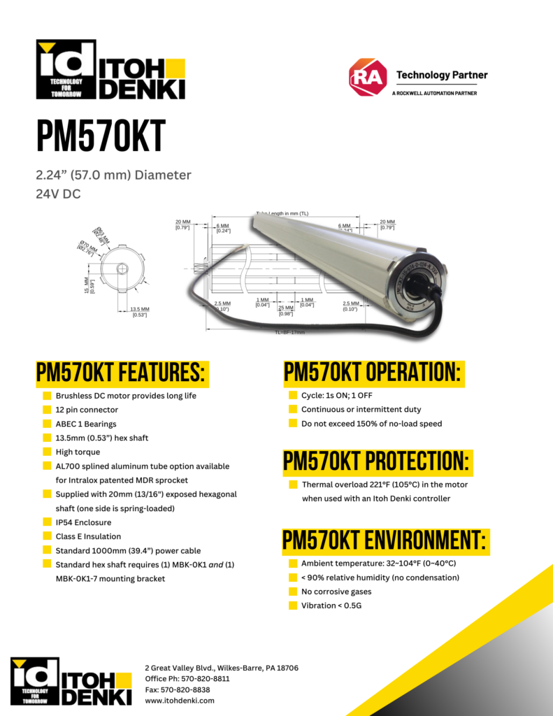 Itoh Denki PM570KT DC roller product sheet
