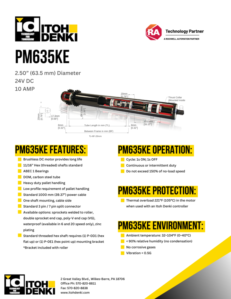 Itoh Denki PM635KE DC roller product sheet