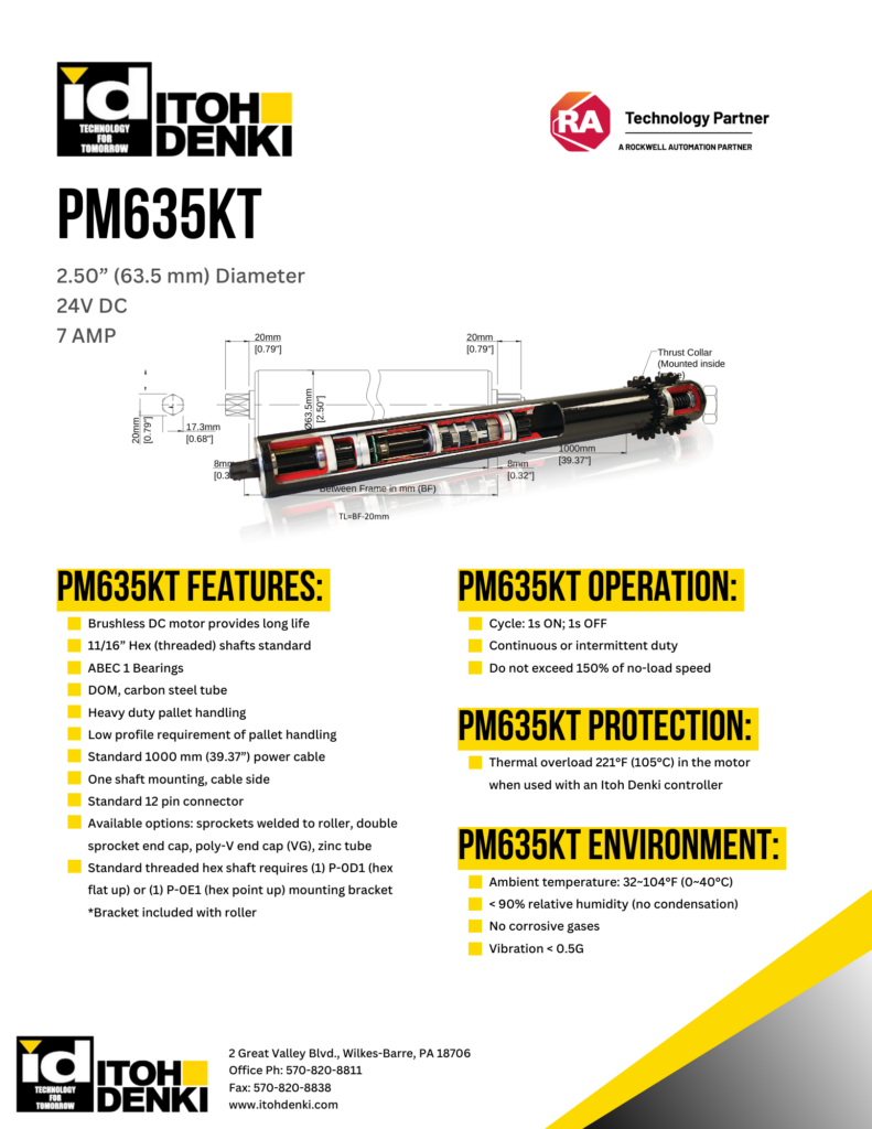 Itoh Denki PM635KT DC roller product sheet